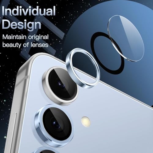 Image of FabeKee For Samsung Galaxy S26 / S26 Plus Camera Lens Protector - 9H Sapphire Glass & Aviation Aluminum Alloy, Anti-Scratch, Bubble-Free Installation, Ultra-Thin Case-Compatible Cover, Sky Blue
