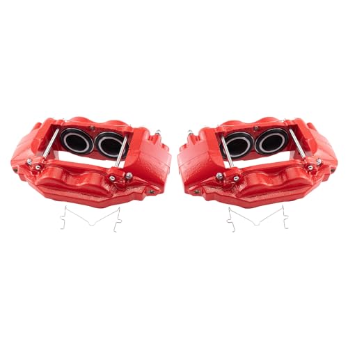 Image of TRQ Performance Front Driver and Passenger Side Brake Caliper Set Caliper Brackets Compatible with 2007-2015 Toyota Tundra 2008-2015 Toyota Sequoia