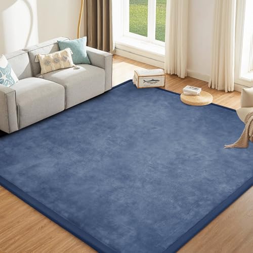 Image of ILPEOD Baby Play Mat 1.2" Thick Memory Foam Nursery Rug Area Rug, 9’2” X 6’7” Yoga Mat Playmat Crawling Mat for Baby,Toddlers,Infants,Kids,Floor Mat Tatami Mat for Living Room with Non-Slip(Blue)