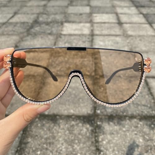 Image of Oversized Sunglasses Women Men Luxury Big Frame Mask Glasses Goggle Flat Top Clear Eye Protection Glasses Shade UV400