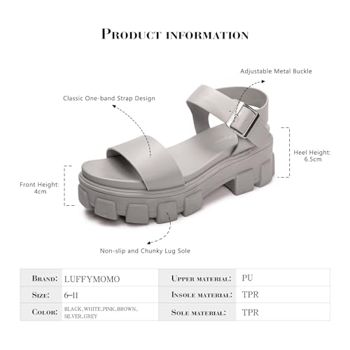 Image of Luffymomo Women's Platform Wedge Sandals | Chunky Heels Ankle Strap Shoes Open Toe Summer Adjustable Sandals, Lug Sole