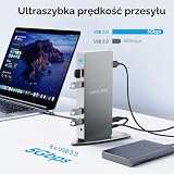 Stacja dokująca WAVLINK USB C / USB3.0 Dual Display 4K, kompatybilna z Windows i Mac OS (Dual 4K DisplayPort i HDMI, Gigabit Ethernet, Audio, 6 portów USB)