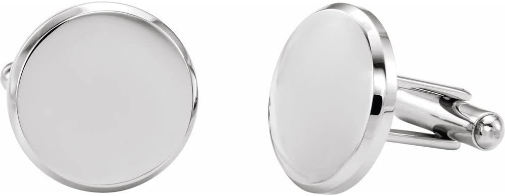 Solid Stainless Steel 18.5mm Engravable Round Cuff Links