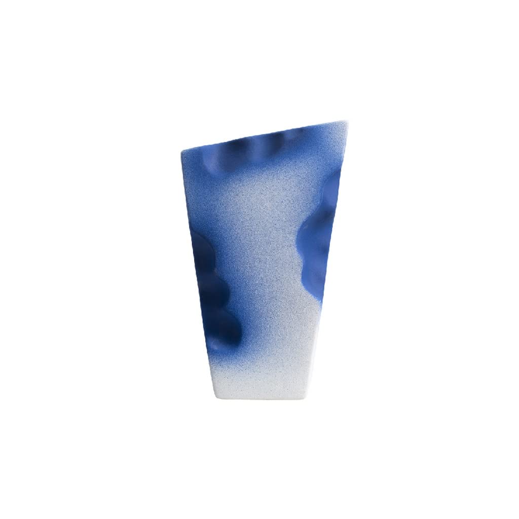 Vase en céramique bleu de 28cm pour composition florale moderne