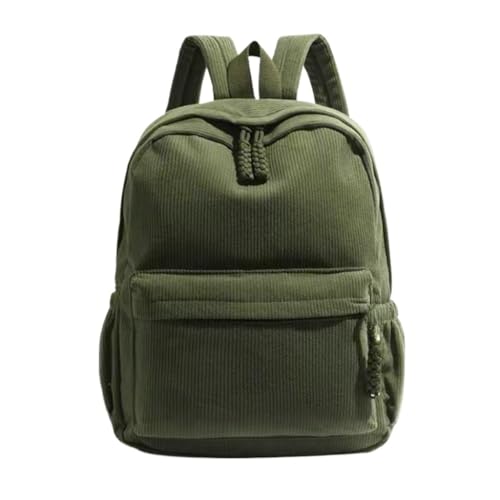 Mochila Feminina Veludo Média com Zíper | Mochila de Veludo para Trabalho, Lazer e Passeios(Verde Escuro)