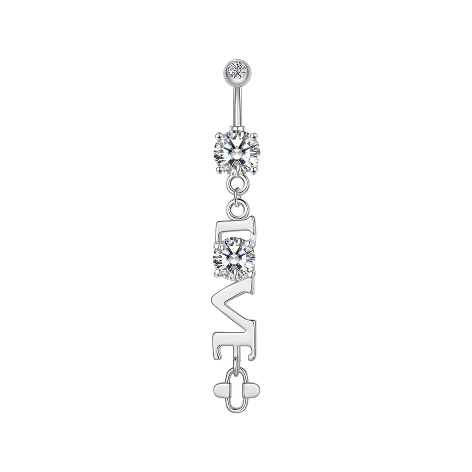 Gualiy 7 Stück Nabelpiercing Chirurgenstahl Herz Stern Mond Weiß Zirkonia Bauchnabelpiercing 14 Gauge