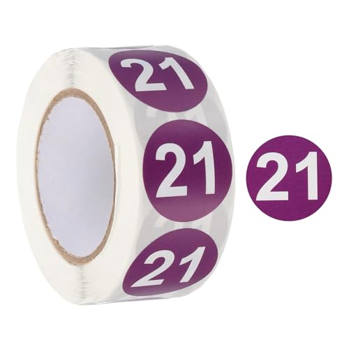 Autocollants ronds numéro 21 violets PATIKIL de 1 pouce pour tri de bureau