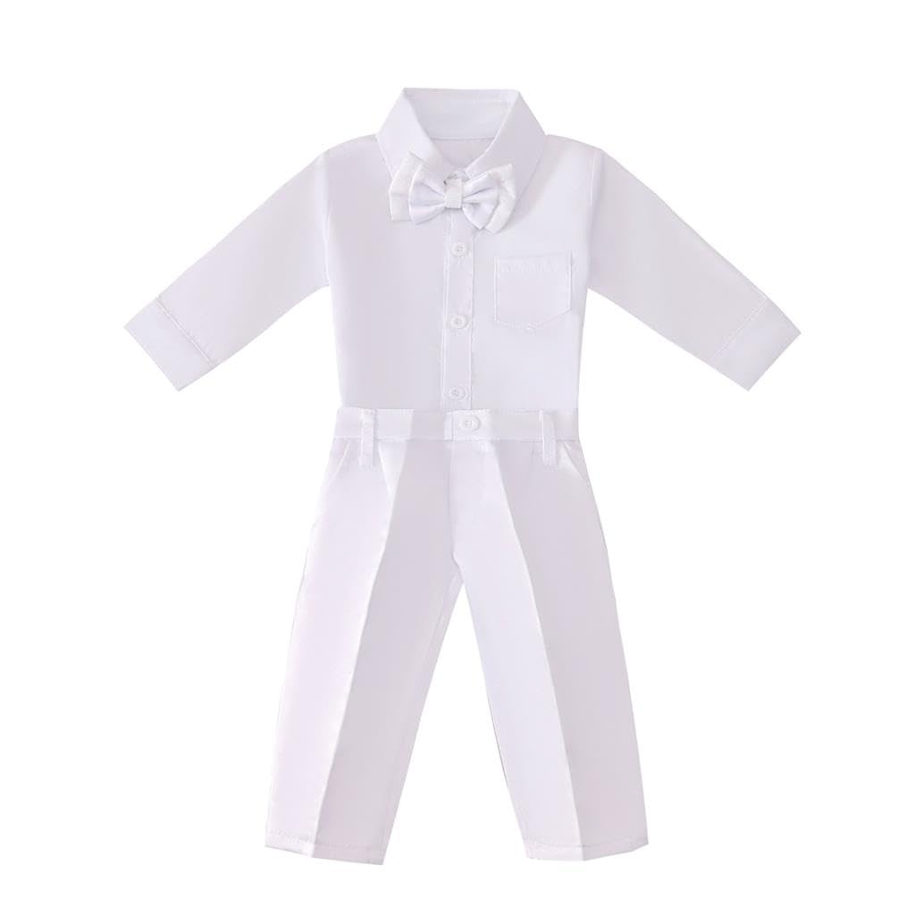 Lito Angels Baby Jungen Taufkleidung Taufanzug Taufe Kleidung Weißer Anzug mit Haube Größe 6-12 Monate