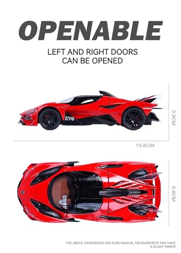 Image of Apollo Project Evo Toy Car Supercar - 1:32 Scale Die-Cast Alloy Model, Pull-Back with Openable Doors, Light & Sound, Gift for Kids & Collectors (Red)