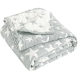 NTBAY 3 Layer Toddler Blanket, Muslin Cotton Jacquard Bed Blankets, Lightweight Thermal Baby Blanket, Super Soft and Warm Crib Blanket for All Seasons, Decoration Gift, 30