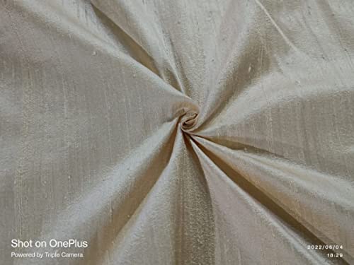 Soie Dupioni au mètre crème foncé 137 cm : tissu soie sauvage pour couture et rideaux