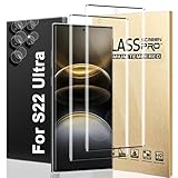 Geviaho [2+2 Pack] Galaxy S22 Ultra Screen Protector and Camera Protector, HD Clear 9H Tempered Glass Scratch Resistant, Fingerprint Unlock, Full Coverage, Bubble-Free for Easy to Install (6.8 Inch)
