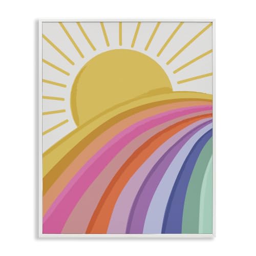 Stupell Industries Rainbow Stripes Pattern Yellow Sunshine Rays Illustration, Design by Lisa Perry Whitebutton