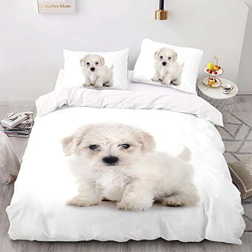 Fundas Nordicas Cama 90 Bichon Frise, Juego de Ropa de Cama Juvenil Microfibra,...