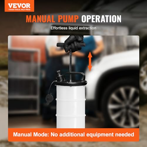 Image of VEVOR 6.5L Manual Fluid Extractor Pump, Oil Changer Vacuum Fluid Extractor, Oil Extractor Change Pump for Automotive, Oil Change & Fluid Change Tool with Dipstick and Suction Hose (6.5L)
