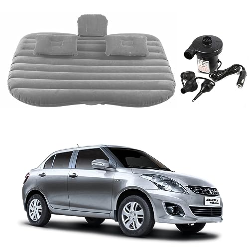 Image of Oshotto Multifunctional Car Travel Bed Mattress with Two Air Pillows, Car Air Pump Compatible with Maruti Suzuki Dzire 2008-2016 (Grey)