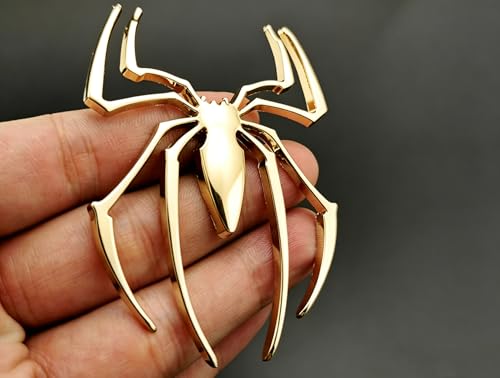 Image of 2 PCS 3D Spider Chrome Emblems Badges Sticker Car Decoration for Universal Car Vehicle, Truck, Motorcycle, RV, Scooter, SUV, Door, Window(Yellow-B0CHYRQBG1)