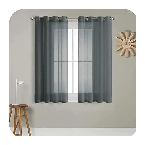 Rideau Lin Voile Blanc Premium à Œillets Gris pour Salon Élégant