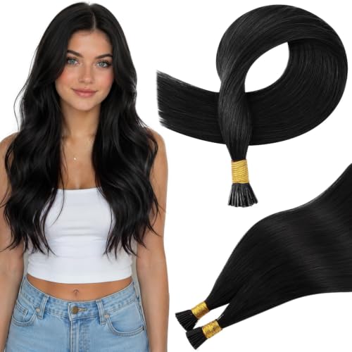 Full Shine Itip Human Hair Extensions, Jet Black, 18 Inch 40g 50 Strands