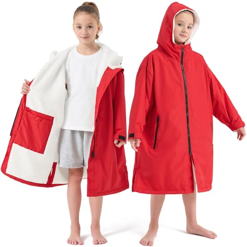 Image of Swim Parka Kids Windproof Sherpa-Lined Unisex Youth Robe Coat Warm Jacket