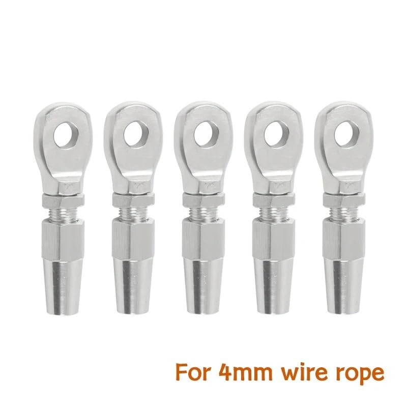 Abrazaderas De Cables Terminal de Ojo sin Swageless de Acero Inoxidable 316, 5 uds., for Montaje de Cuerda de barandilla de Cuerda de Alambre de 4mm y 3/16 Pulgadas Abrazadera De Cable