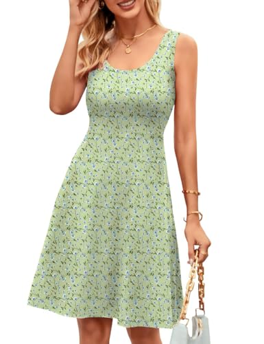 Image of Herou Summer Beach Dresses for Women A Line Sleeveless Tank Dress | Casual,Scoop Neck,Soft,Knee Length,Breathable
