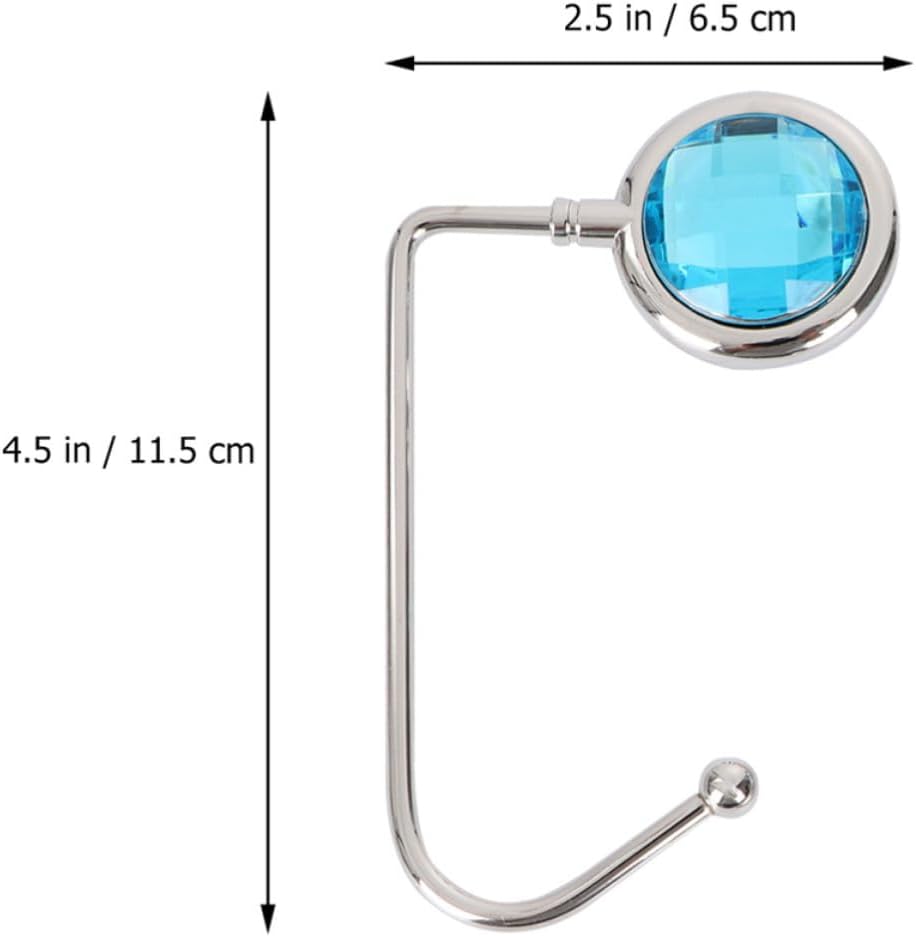 Unomor 4pcs Non-Slip Table Bag Hooks Alloy Handbag Hangers Desk Purse Holders for Backpack and Schoolbag Hanging, Light Blue, Portable Accessories for Women