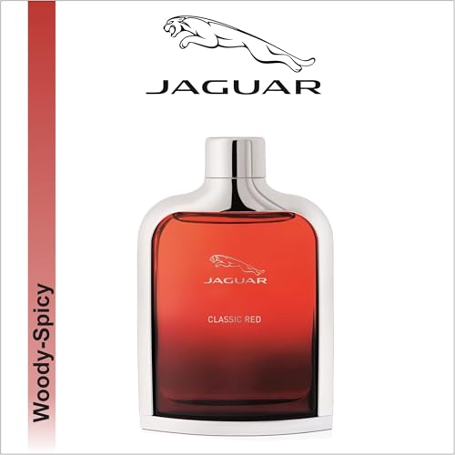 Image of Jaguar Classic Red Eau de Toilette for Men | Long Lasting Fresh Spicy Woody Fragrance | Bergamot, Blackcurrant, Raspberry, Pepper, Bay, Cedarwood & Patchouli | Designer Men's Perfume | Bold Masculine Fragrance Gift for Him | 100ml