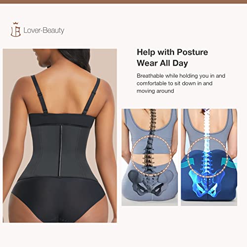 Lover-Beauty Waist Trainer For Women Latex Corset Workout Waist Cincher Shapewear Tummy Control Waist Trimmer Belt Hourglass Plus Size Girdle Body Shaper-Black-L #TOP3