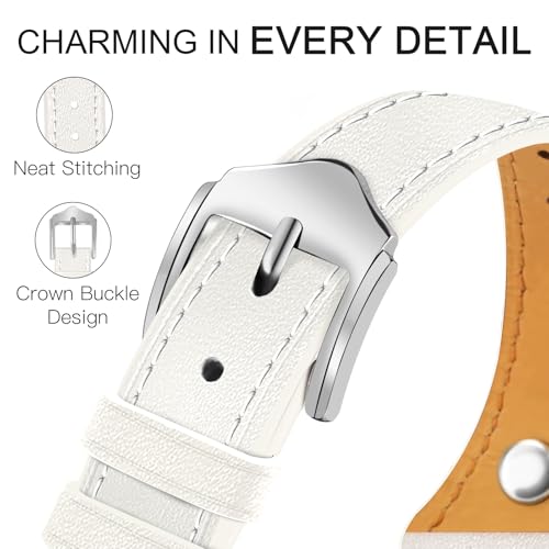 Image of JR.DM Slim Leather Bands Compatible with Apple Watch Band 38mm 40mm 41mm 42mm 44mm 45mm 46mm 49mm, Genuine Leather Band with Charms, Feminine Design for Iwatch Ultra SE Series 11 10 9 8 7 6 5 4 3 2 1