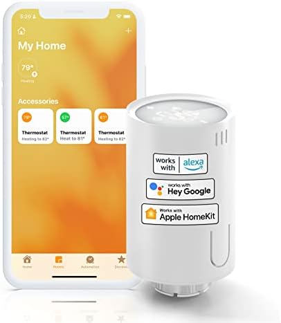 Meross inteligentny termostat grzejnikowy kompatybilny z HomeKit, termostat grzejny Wi-Fi, kompatybilny z Siri, Alexa i Google Assistant, pilot zdalnego sterowania, wymaga koncentratora, M30 x 1,5 mm