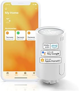 Meross inteligentny termostat grzejnikowy kompatybilny z HomeKit, termostat grzejny Wi-Fi, kompatybilny z Siri, Alexa i Google Assistant, pilot zdalnego sterowania, wymaga koncentratora, M30 x 1,5 mm