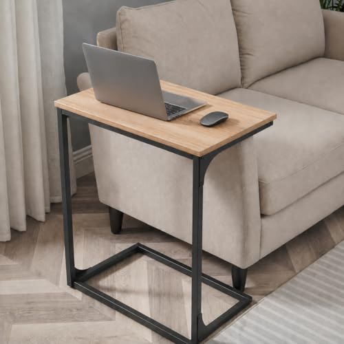 Image of JD FRESH Premium C-Shaped Laptop Table /Bedside Table for Laptop with Metal Frame & Wooden Top /Portable Study Table for Home /Multipurpose Desk for Study /Office /Snacks (Natural Beige)