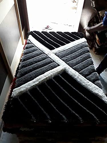 K.A. Home Furnishing Modern Designer Polyester Soft Indoor Shaggy Area Rug Carpet Kalin for Dining Room, Bedroom , Hall ,Home ,Living Room and Office ( 4 × 6 Feet , Multi_ 118 )