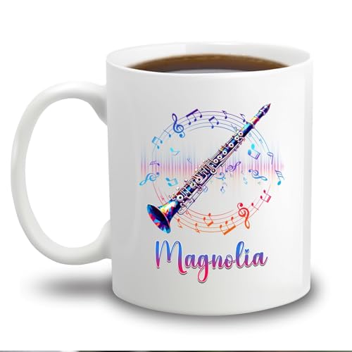 Clarinet Player Coffee Mug Gift For Men Women Musician Clarinet Teacher, Personalized Clarinet Musical Instrument Ceramic Cup 11 15Oz, Custom Name Music Lover Travel Mug, Clarinet Player White Cup