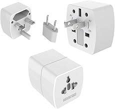 T Teclusive World Universal Travel Plug Converter with Voltage for EU US UK AU Pin and 2 Pin | Compact 4 in 1 Travel International Socket Converter Device to Any Country Power Outlet