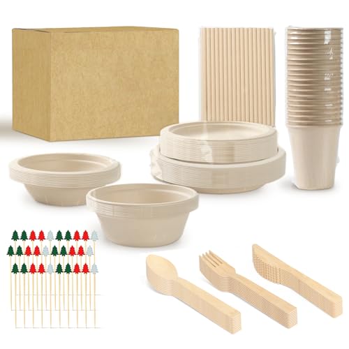 200pcs Compostable Paper Set Eco-friendly...