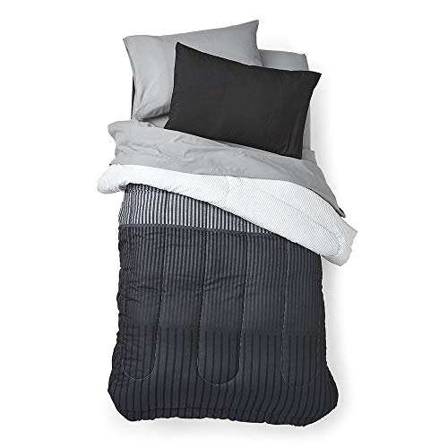 Ocm Preferred Dorm Essentials Value Pack - 23 Piece Twin Xl Set | Twin Xl | Comforter, Sheets, Pad, Topper, Towels, Organization, Storage | Preston Black And Gray | Graphic Black, Gray And White #TOP3