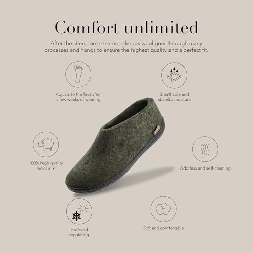 Image of Glerups 100% quality wool mix Shoe Slipper with rubber sole - Unisex