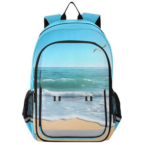 senya Beach Shell Seagull Backpack Water-Resistant Bag Lightweight Bookbags with Reflective Strip
