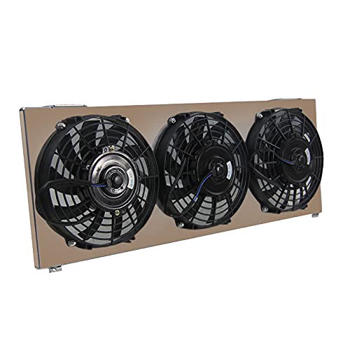 Aluminum Shroud Fan Kit w/Thermostat Relay - 3X 9 Reversible S Blade Electric Cooling Fan Replacement for 1991-2001 Jeep Cherokee XJ Comanche 2.5L L4 4.0L L6