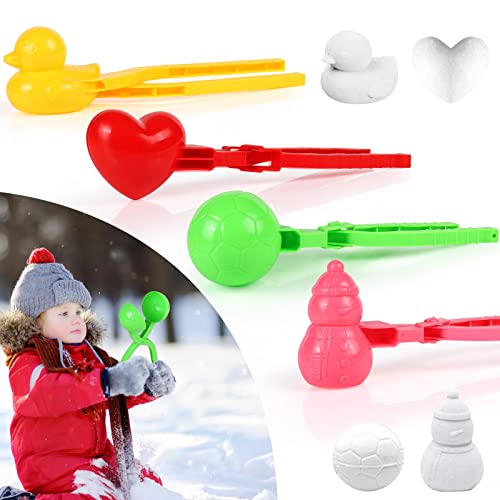 Mooklin Clip Boule de Neige pour Enfants, Lot de 4 Pinces à Boules de Neige en Plastique, Snowball Maker, Jouets de Plage de Neige pour Activités Plein Air d'enfants (Couleur Aléatoire) Cover