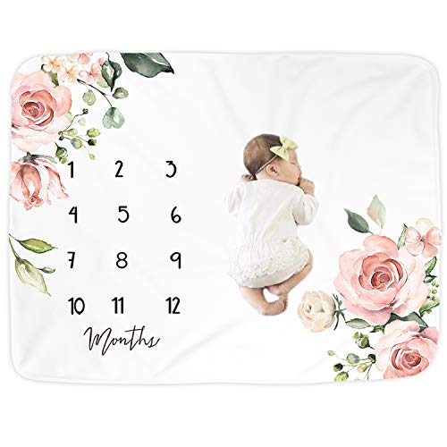 Image of Kute 'n' Koo Premium Fleece Baby Monthly Milestone Baby Blanket for Boy Girl | Large Personalized Photography Background Blankets | Thick Flannel for Mom Newborn