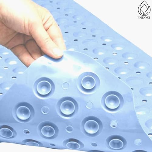Image of ENKOSI Polyvinyl Chloride Bath Mat - Large Non Slip Bathtub & Shower Mat - Extra Long 40 X 16 Inch Bathroom Mats for Tub Nonslip Anti Slip Bathmats (40X16 Aqua 1-Pack)