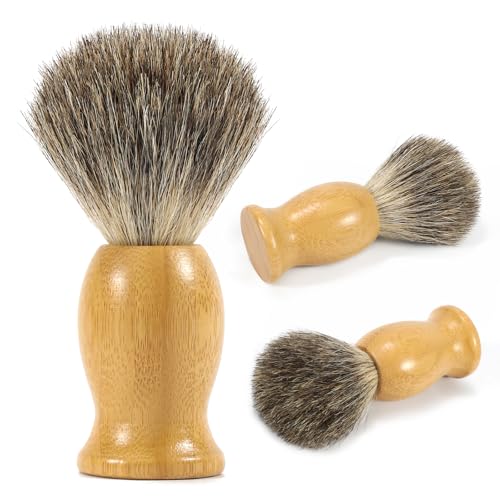 ÖkoStamm Pure Badger Shaving Brush - Bamboo Shave Brush for Man, Dense Bristle Shaving Brush with Water Absorption for Wet Shaving
