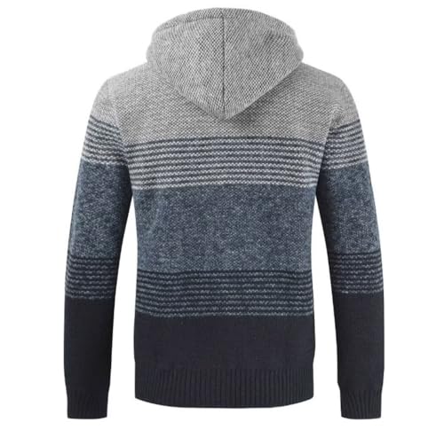 Mens Alight Gray Long Sleeve Hoodie - Knit Sweatshirt Jacket Coat | Thick Fleece for Autumn Winter | Classic Knit Men's M Size