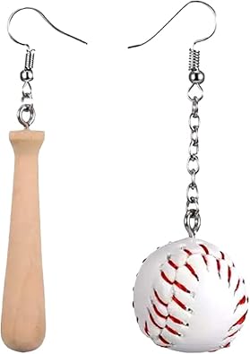 COLORFUL BLING Funny 3D Baseball Baseball Bat Dangle Earrings for Women Girls