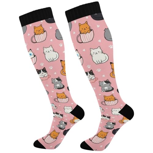 Image of Pigsaly Womens Compression Socks Yellow Stars Funny Brown Capybara Knee High Socks Athletic Tube Sock Outdoor Sport Socks