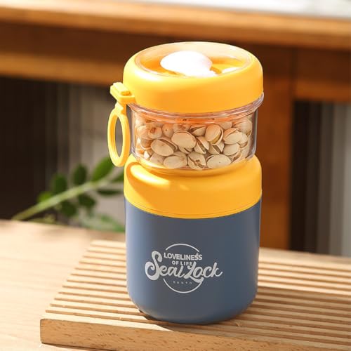 Image of Insulated Stainless Steel 1060ml Lunch Box with 350ml Tumbler | Leakproof Hot Cold Food Container | BPA-Free Cute Tiffin Box for Kids, School, Office, Travel, Picnic (Sunny Yellow)