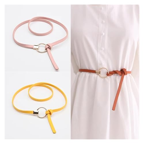 Fashion PU Leather Women's Belt – Slim Waist Belt with Round Buckle for Dresses, Jeans & Casual Outfits – Adjustable Elegant Waistband (Multiple Colors)(Black)2